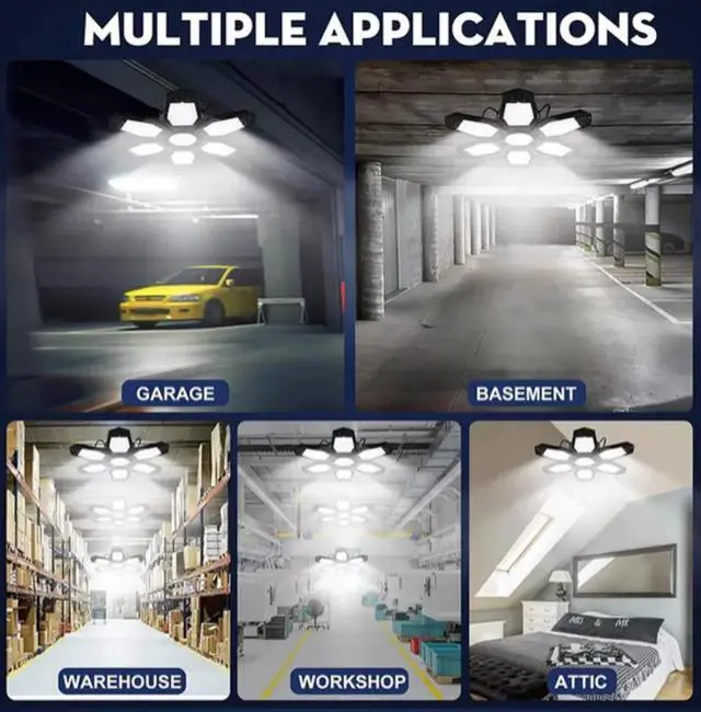 Alt view image 7 of 7 - Adjustable Garage Lights, 150W, 6 Adjustable Panels,2 Package