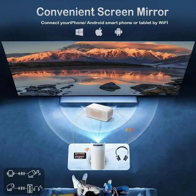 Alt view image 5 of 7 - CARGTXY Mini Projector with WiFi 6 and 5.0 Bluetooth, 4K 1080P LCoS Portable Projector, Single Piece