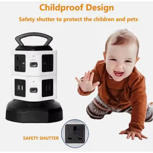 Alt view image 5 of 6 - 6 way+2 USB Ports Extension Ac OutletPower Socket