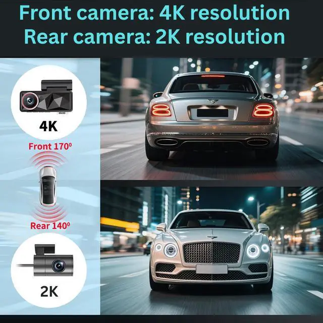 Alt view image 2 of 8 - CardiVox - A11 4K Front & 2K Rear Dash Cam SONY STARVIS Sensor Night Vision 256GB Card Included - Black