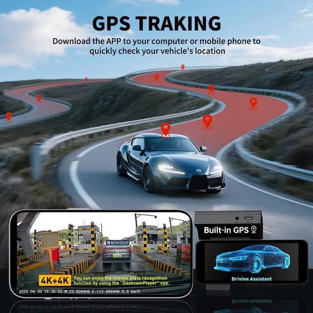 Alt view image 5 of 8 - CardiVox - A11 4K Front & 2K Rear Dash Cam SONY STARVIS Sensor Night Vision 256GB Card Included - Black