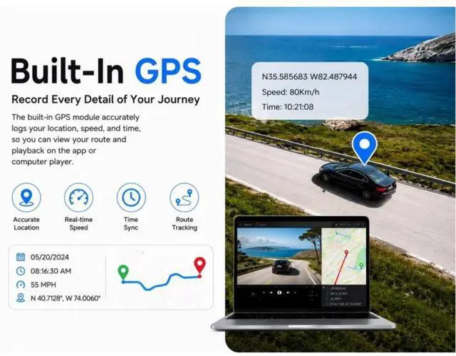 Alt view image 5 of 7 - CardiVox - 4k Dual Dash Cam Front and 2k Rear, Sony STARVIS Night Vision Dash Camera ADAS, WiFi GPS, Parking Mode, 256GB Included - Black