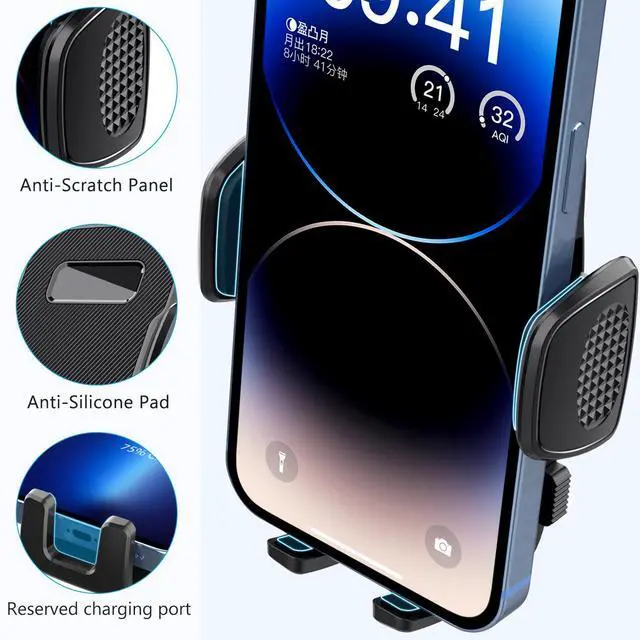 Alt view image 6 of 7 - CardiVox Smart Car Phone Mount, One-Touch Lock Dashboard & Windshield Holder, 360° Rotation, Strong Suction Cup, Universal