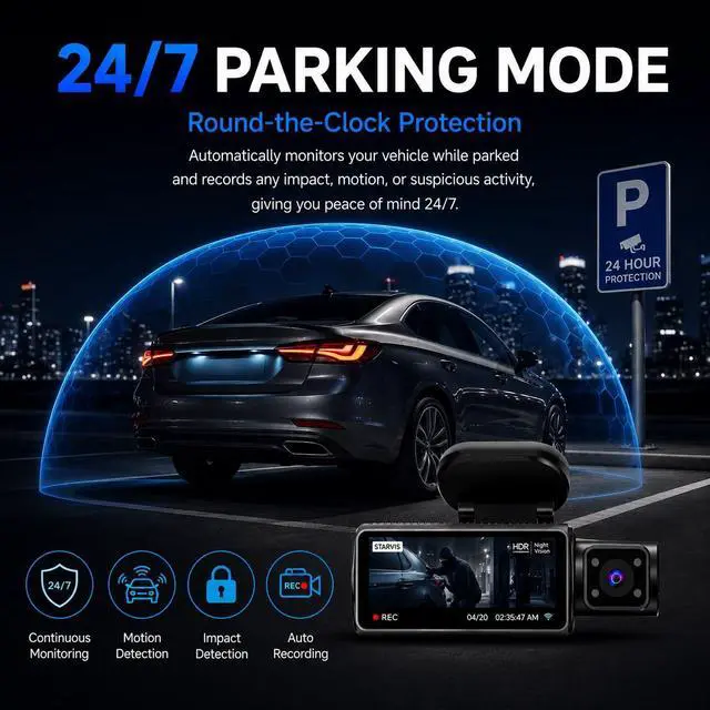 Alt view image 3 of 7 - CardiVox A21 3 Channel Dash Cam 4K+2.5K+2.5K Sony STARVIS 2 GPS WiFi ADAS Free 256GB