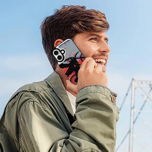 Alt view image 7 of 7 - Motocross Rider Dirt Bike With Abstract Background Leather Wallet Case for iPhone 16 Pro Max 16E 16SE4 16PRO Wallet Case Card Holder Flip