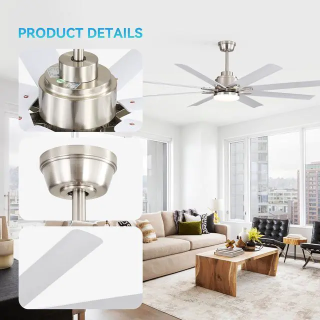 Alt view image 5 of 7 - Sofucor Smart Ceiling Fan with Lights and Remote & APP Control For Alexa/Google Farmhouse Ceiling Fan Reversible DC Motor ABS Blades 6-Speed Dimmable LED Modern Ceiling Fan for Home Office/Patio