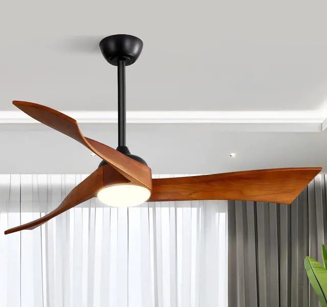 Alt view image 2 of 7 - Sofucor 52" Ceiling Fans with Lights Remote Control Dimming LED Lighting 3 Carved Blades for Wave Modern Ceiling Fan with Remote Indoor Outdoor Ceiling Fan for Patios with 6 Speeds
