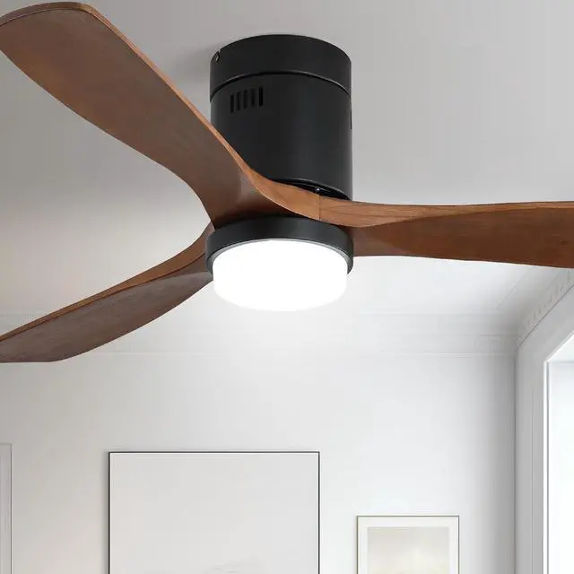 Main image of Sofucor Ceiling Fan with Lights 52 Inch Flush Mount Ceiling Fan with Remote Control Dimmable LED Wood Blades Modern Outdoor Ceiling Fans for Bedroom/Farmhouse/Patio/Indoor Quiet Reversible DC Motor