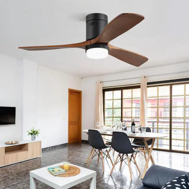 Alt view image 7 of 7 - Sofucor Ceiling Fan with Lights 52 Inch Flush Mount Ceiling Fan with Remote Control Dimmable LED Wood Blades Modern Outdoor Ceiling Fans for Bedroom/Farmhouse/Patio/Indoor Quiet Reversible DC Motor