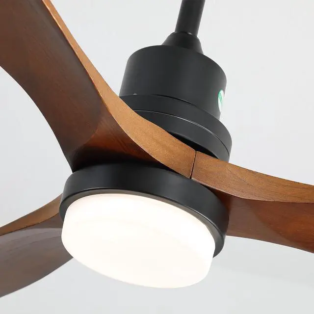 Main image of Sofucor 60 Inch Solid Wood Ceiling Fan with Lights and Remote, Low Profile Brown Black Ceiling Fan with 3 Downrod, Outdoor Indoor Modern 3 Blade Ceiling Fans for Bedroom Living Room Farmhouse Patio