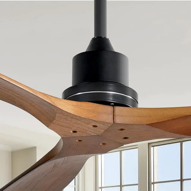 Main image of Sofucor 52 Inch Ceiling Fan No Light Modern Solid Wood Ceiling Fan with Remote Quiet DC Motor 3 Down Rods & 6 Speeds Timer & Reversible for Bedroom Living Room Farmhouse