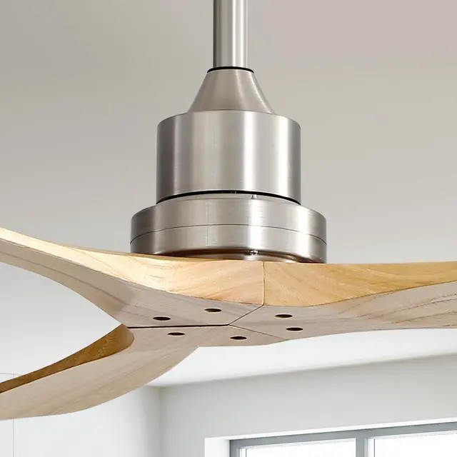 Alt view image 5 of 7 - Sofucor 52 Inch Ceiling Fan with Remote 3 Blade Carved Wood Fan Without No Light Reversible DC Motor for Indoor Outdoor Bedroom Living Room Patios Farmhouse