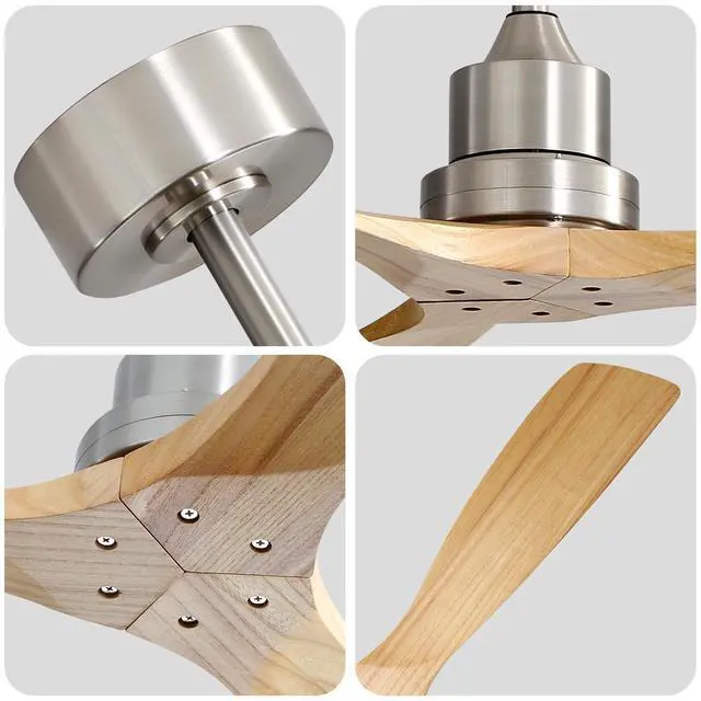 Alt view image 6 of 7 - Sofucor 52 Inch Ceiling Fan with Remote 3 Blade Carved Wood Fan Without No Light Reversible DC Motor for Indoor Outdoor Bedroom Living Room Patios Farmhouse