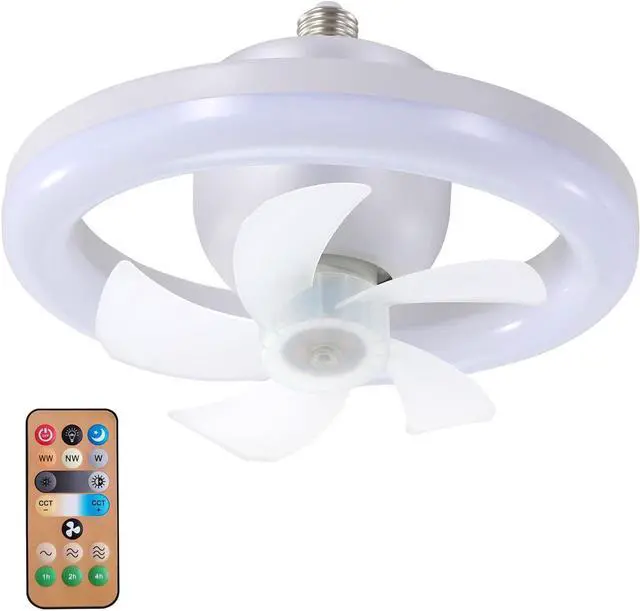 Alt view image 6 of 7 - Sofucor 10'' Adjustable Wind Speed Ceiling Fan With Dimmable LED Light Remote Control Socket Fan Light 360° Rotate Small Ceiling Fans Screw in E26 Base for Bedroom Living Room Kitchen