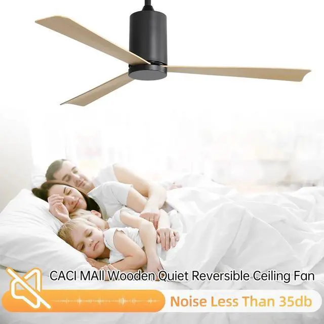 Alt view image 7 of 7 - Sofucor 52'' Flush Mount Ceiling Fan with Light and Remote Control Indoor Outdoor Reversible DC Bedroom Quiet Dimmable LED Lighting Ceiling Fan