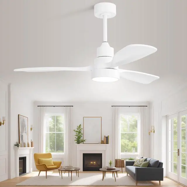 Alt view image 6 of 6 - Sofucor Fan 48IN Contemporary Brushed LED Ceiling Fan with Remote and Light Kit Mordern Wood Ceiling Fan for Indoor Farmhouse Bedroom Living Room Outdoor Patio Porch Reversible DC Motor Noiseless