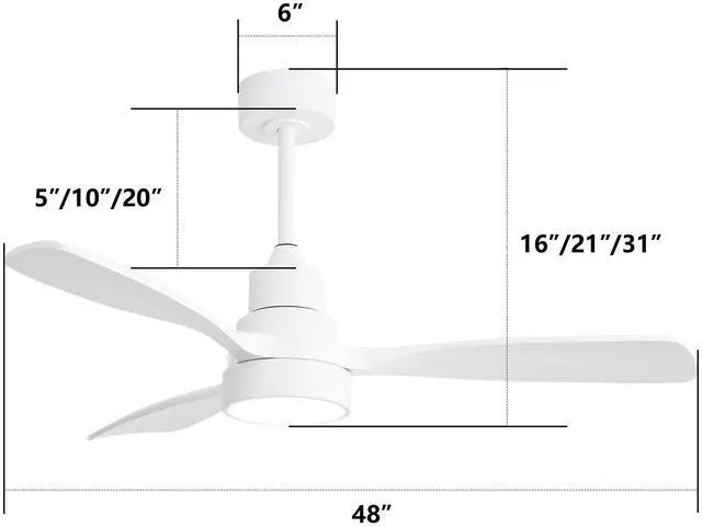 Alt view image 4 of 6 - Sofucor Fan 48IN Contemporary Brushed LED Ceiling Fan with Remote and Light Kit Mordern Wood Ceiling Fan for Indoor Farmhouse Bedroom Living Room Outdoor Patio Porch Reversible DC Motor Noiseless