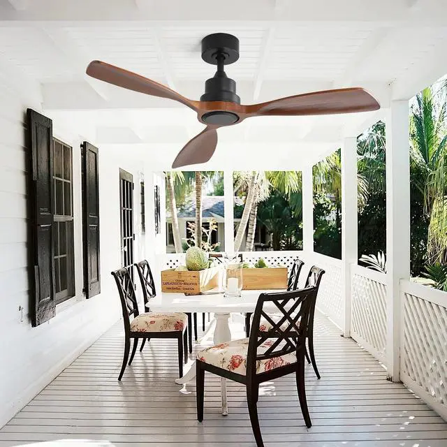 Alt view image 5 of 7 - Sofucor 48" Wooden Ceiling Fan No Light with Remote Control for Living Room Farmhouse Ceiling Fan Without Light Solid Wood 3 Blade Ceiling Fans For Bedroom
