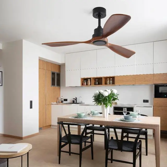 Alt view image 7 of 7 - Sofucor 48" Wooden Ceiling Fan No Light with Remote Control for Living Room Farmhouse Ceiling Fan Without Light Solid Wood 3 Blade Ceiling Fans For Bedroom