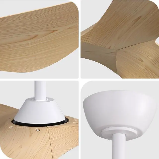 Alt view image 6 of 7 - Sofucor 52'' Downrod Ceiling Fan No Light with Remote Control Reversible 6 Speeds Timer Fan Indoor Outdoor Modern 3 Blades Noiseless Ceiling Fan for Living room Bedroom