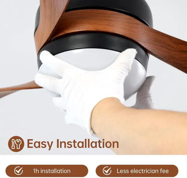 Alt view image 7 of 7 - Sofucor 52in Modern Ceiling Fan with Dimmable LED Light and Reversible DC ABS Blades Curved US Ceiling Fans 3 CCT Memory Large Airflow Noiseless Reversible 6 Speeds 3 Timers Indoor for Farmhouse