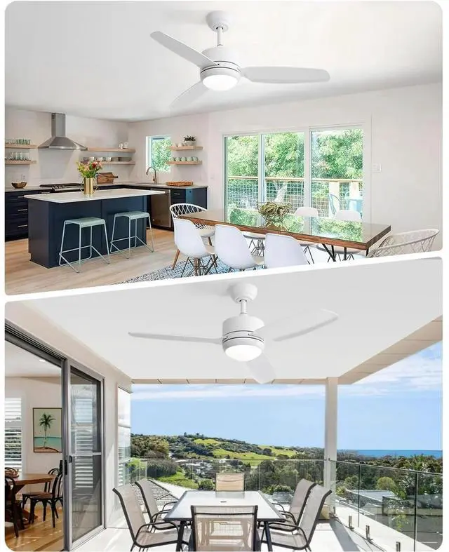 Alt view image 7 of 7 - Sofucor 46" Low Profile Ceiling Fan with Light & Remote Outdoor Indoor Patio Ceiling Fan With Dimmable LED Light Reversible DC Bedroom Ceiling Fan