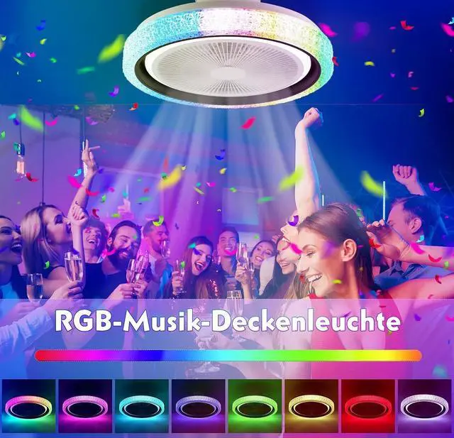 Alt view image 7 of 7 - Sofucor 42 Inch Large Retractable Ceiling Fan with RGB LED Light and Remote Control APP