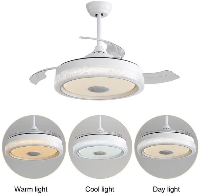 Alt view image 6 of 7 - Sofucor 42 Inch Large Retractable Ceiling Fan with RGB LED Light and Remote Control APP