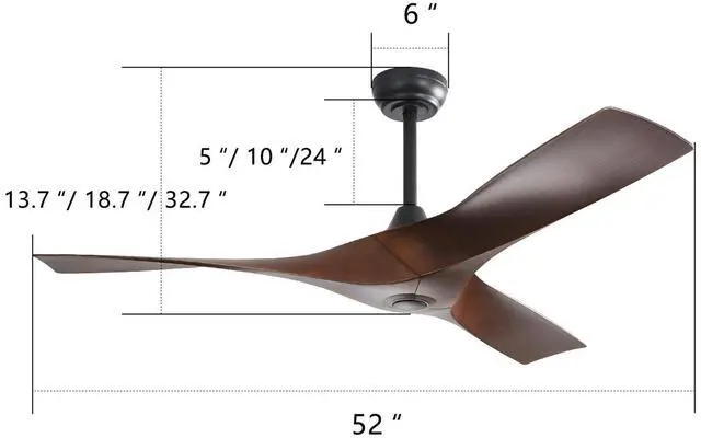Alt view image 6 of 7 - Sofucor 52 Inch Ceiling Fan No Light 3 ABS Blades Low Profile Downrod Mount Ceiling Fans with Remote for Indoor/Outdoor Patio Garage Living Room Bedroom