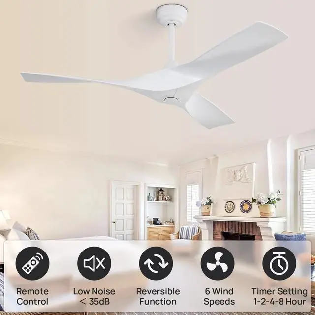 Main image of Sofucor 52'' Low Profile Ceiling Fan with Remote Control No Light Outdoor/Indoor Farmhouse Bedroom Quiet Ceiling Fan