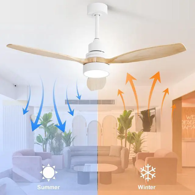 Alt view image 2 of 7 - Sofucor 52" Ceiling Fan with Lights and Remote Control Reversible DC Noiseless ETL Ceiling Fans for Bedroom Indoor Outdoor