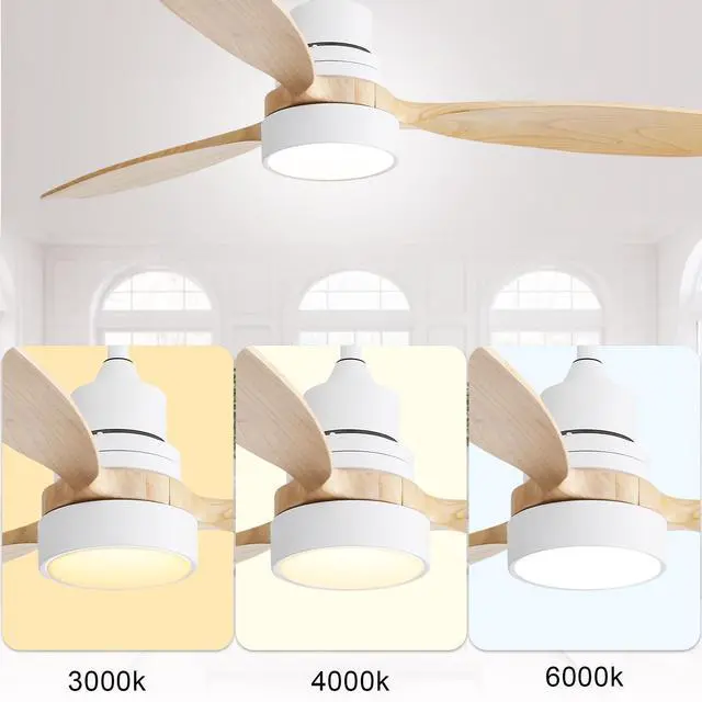 Alt view image 3 of 7 - Sofucor 52" Ceiling Fan with Lights and Remote Control Reversible DC Noiseless ETL Ceiling Fans for Bedroom Indoor Outdoor