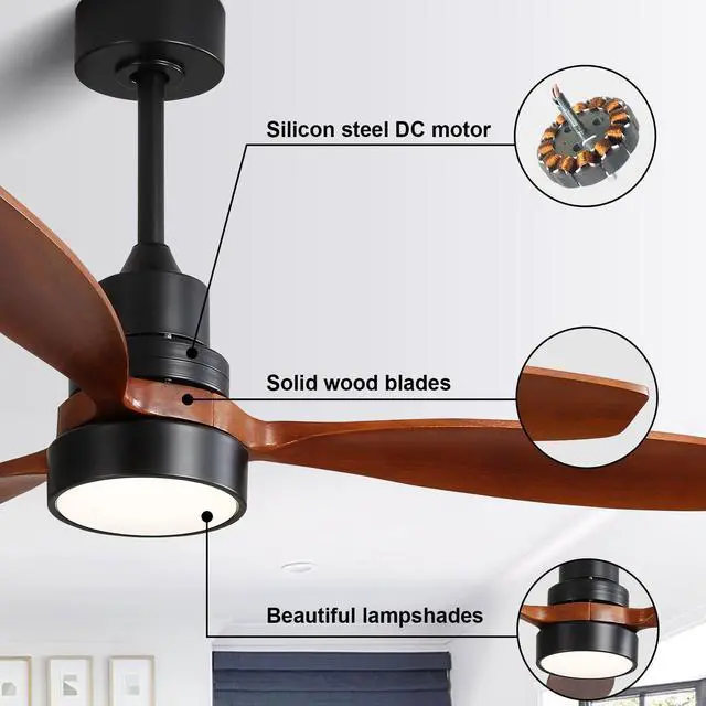 Alt view image 5 of 7 - Sofucor Modern 52in 3CCT LED Lights Ceiling Fan and Remote Control 6 Speeds Quiet DC Motor Bedroom Ceiling Fan Indoor Outdoor