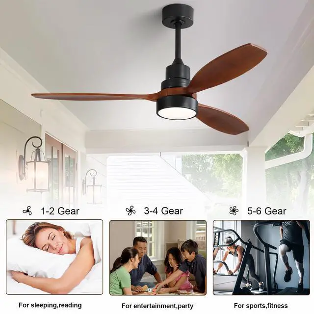 Alt view image 6 of 7 - Sofucor Modern 52in 3CCT LED Lights Ceiling Fan and Remote Control 6 Speeds Quiet DC Motor Bedroom Ceiling Fan Indoor Outdoor