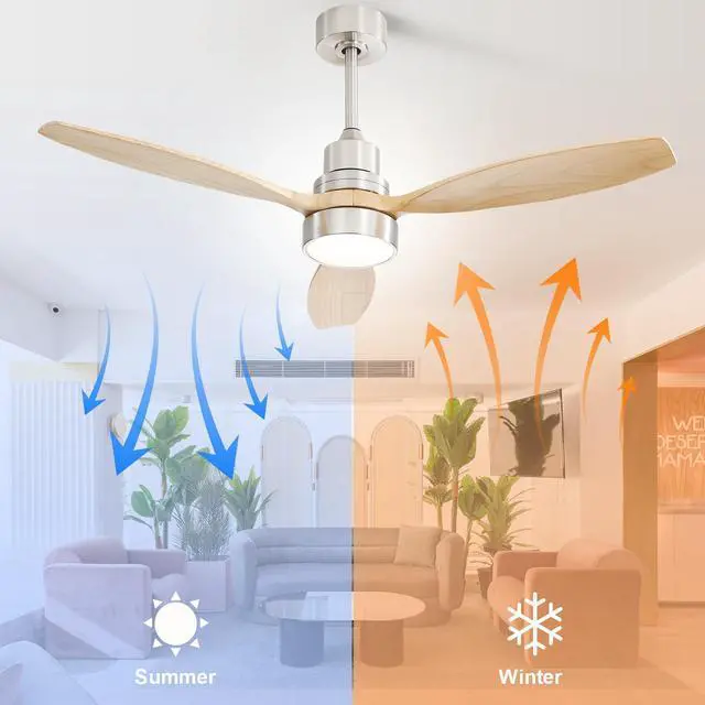 Alt view image 5 of 7 - Sofucor 52 Inch Wood Ceiling Fans with Lights Remote Control 6 Speed Quiet DC Motor Dimmable LED Light Indoor Living Room Bedroom Ceiling Fan
