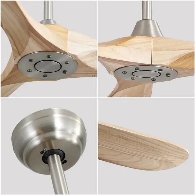 Alt view image 6 of 6 - Sofucor 60'' High CFM Ceiling Fan No Light With Remote Control Farmhouse Wood Ceiling Fan Reversible DC