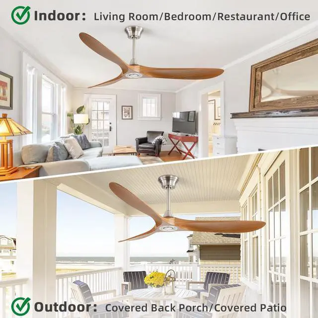 Alt view image 4 of 7 - Sofucor Large Ceiling Fan No Light 60'' Reversible Modern Farmhouse Bedroom Ceiling Fans