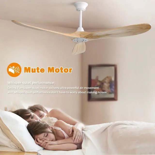 Alt view image 6 of 7 - Sofucor 60 Inch Ceiling Fan No Light With Remote Control 3 Wood Fan Blades Reversible DC Motor Modern Farmhouse Ceiling Fan Without Light Contemporary Living Room Patio