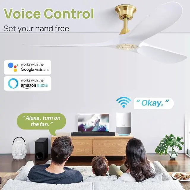 Alt view image 4 of 7 - Sofucor 60Inch Indoor Outdoor Modern Smart Remote & Compatible with Alexa/Google/App Ceiling Fan High CFM Ceiling Fan