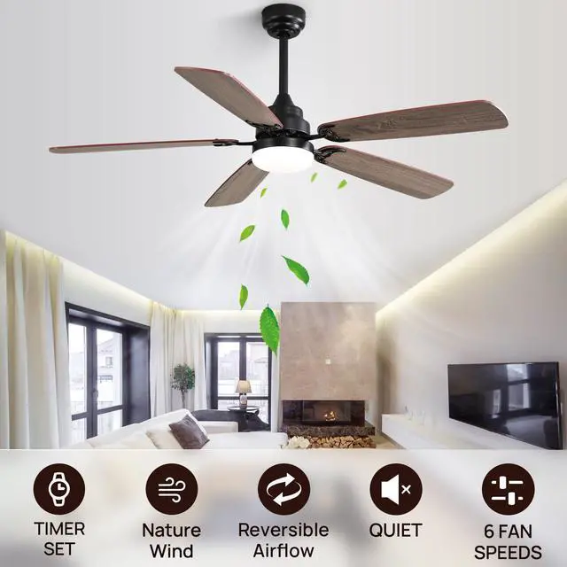 Main image of Sofucor Large Contemporary Ceiling Fan with LED Light & Remote Indoor/Outdoor Ceiling Fan Quiet Reversible DC Motor 5 Dual-Finish Blades Ceiling Fan for Bedroom Living Room Indoor Outdoor