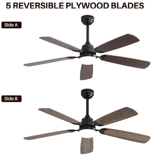 Alt view image 6 of 7 - Sofucor Large Contemporary Ceiling Fan with LED Light & Remote Indoor/Outdoor Ceiling Fan Quiet Reversible DC Motor 5 Dual-Finish Blades Ceiling Fan for Bedroom Living Room Indoor Outdoor