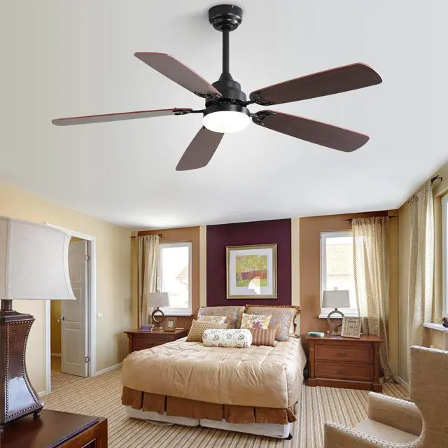 Alt view image 7 of 7 - Sofucor Large Contemporary Ceiling Fan with LED Light & Remote Indoor/Outdoor Ceiling Fan Quiet Reversible DC Motor 5 Dual-Finish Blades Ceiling Fan for Bedroom Living Room Indoor Outdoor