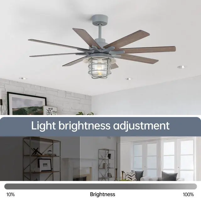 Alt view image 4 of 7 - Sofucor 52 Inch Farmhouse Ceiling Fans with Lights and Remote 6-Speed 3-Timer Outdoor Ceiling Fan with Light Noiseless Reversible DC Motor for Living Room Kitchen Patio