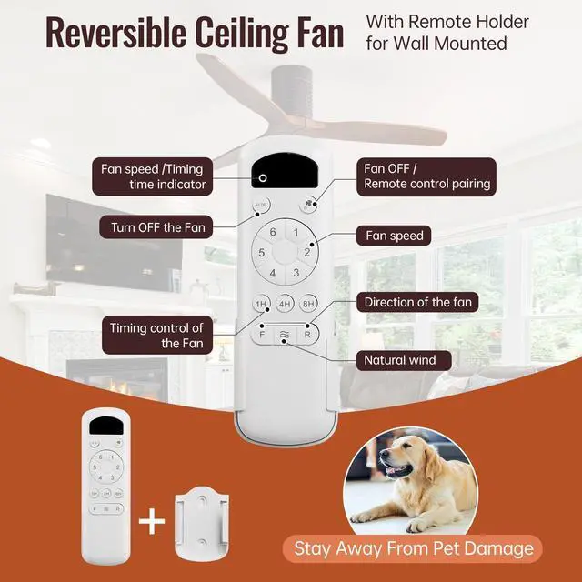 Alt view image 6 of 7 - Sofucor 52 Inch Ceiling Fans With Remote Home High CFM No Light Flush Mount Ceiling Fan