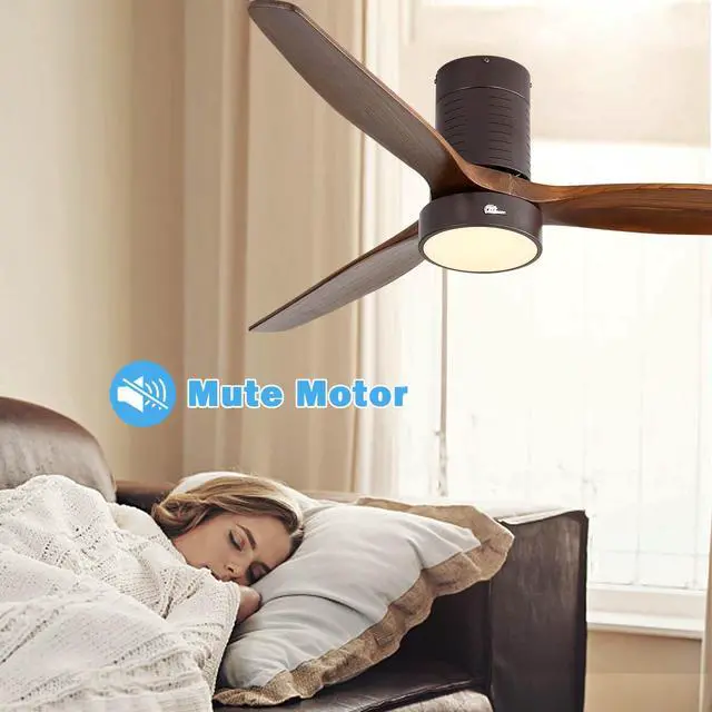 Alt view image 3 of 7 - Sofucor Walnut Wood Ceiling Fans with Lights and Remote Noiseless Reversible DC Motor 3 Blades for Farmhouse Patio Living Room Bedroom Office Indoor Outdoor