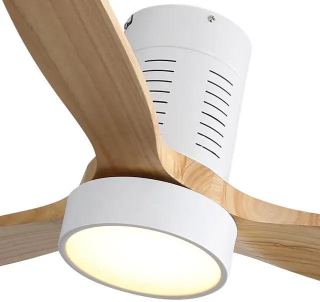 Main image of Sofucor Modern Flush Mount Ceiling Fan 52'' Low Profile Ceiling Fan with Lights and Remote 3 Wood Blades Dimmable LED Reversible DC for Kitchen Bedroom