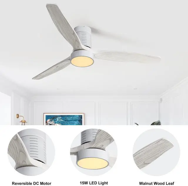 Alt view image 6 of 7 - Sofucor Flush Mount Ceiling Fan with Lights and Remote Reversible DC Motor Ceiling Fans