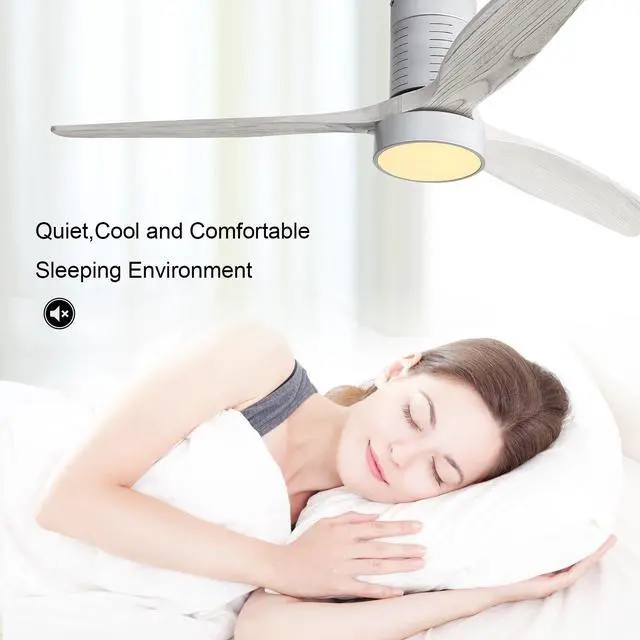 Alt view image 7 of 7 - Sofucor Flush Mount Ceiling Fan with Lights and Remote Reversible DC Motor Ceiling Fans