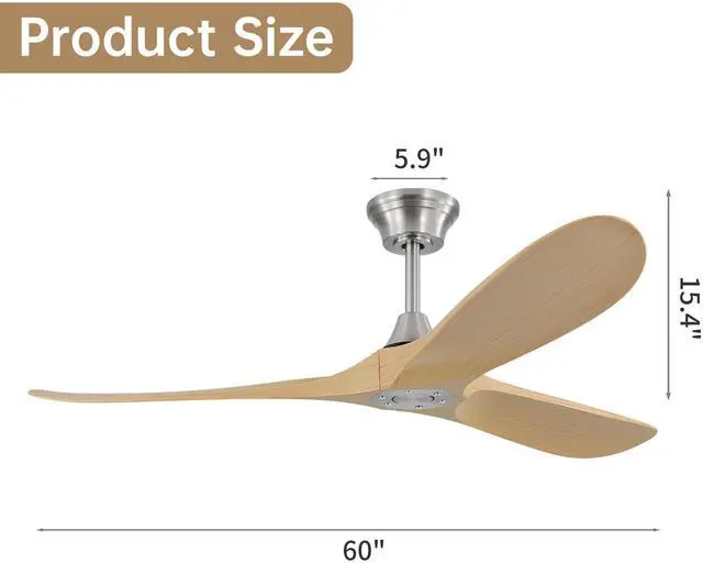 Alt view image 7 of 7 - Sofucor 60 Inch Smart Ceiling Fan No Light Indoor/Outdoor Ceiling Fans Without Lights Work with Alexa/Google Quiet DC Reversible 6 Speed ABS 3 Blade Ceiling Fan for Bedroom Patio Farmhouse