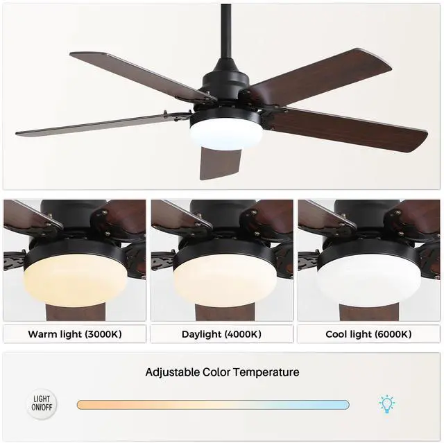 Alt view image 3 of 7 - Sofucor 42 Inch Flush Mount & Down Rod Ceiling Fans Light Kit Modern 3 Blade Wood Ceiling Fan